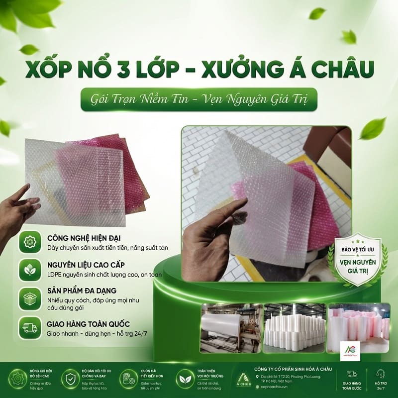 Xốp Nổ Á Châu – Cung cấp xốp nổ 3 lớp chất lượng công nghiệp